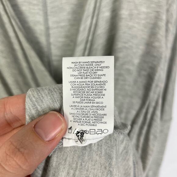 Cabi #3245 | Taylor Twist Heather Gray Long Sleeve Draped Front Knit Top - Picture 11 of 11